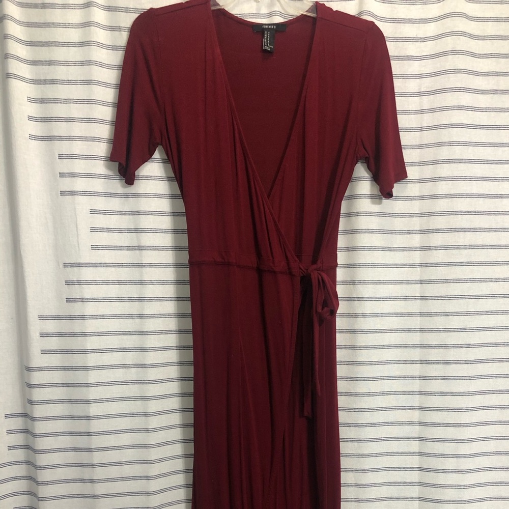 Burgundy Maxi Wrap Dress